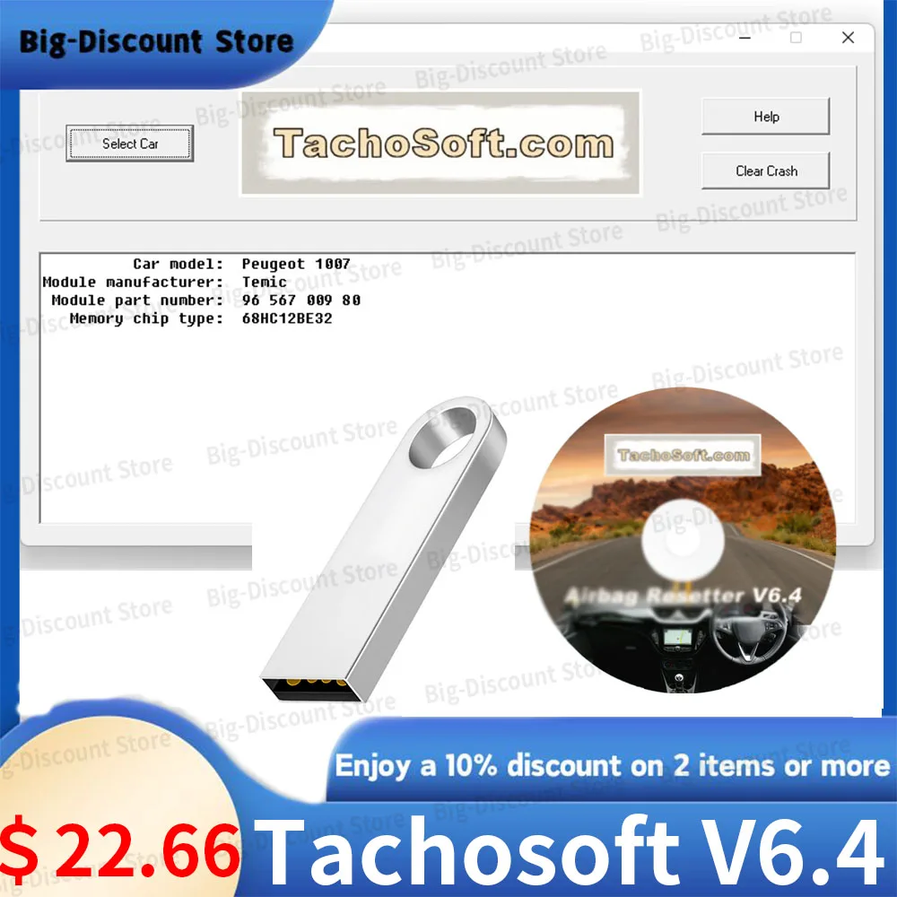 Tachosoft Air-bag Resetter V6.4 Deleting Crashdata Software From ECU Dumps with 450  ECU Models Eprom Mcu Cars Newest 2024