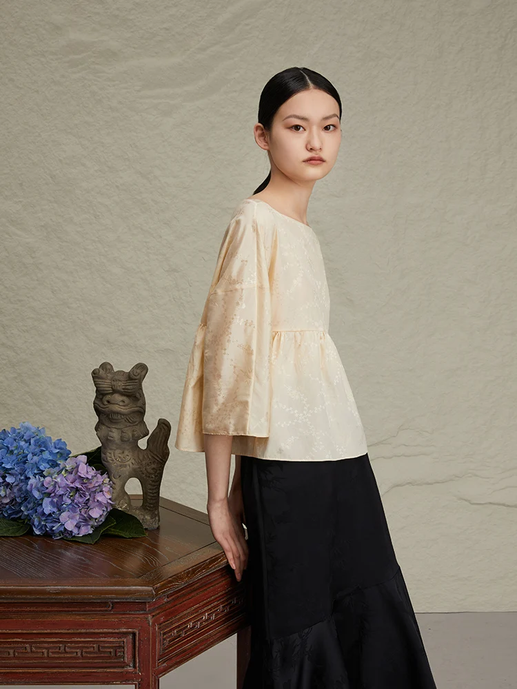 

Ретро-китайская блузка в стиле слэ-доль, женская, летняя, новинка, с одним открытым плечом, с воротником-стринг, с завышенной талией