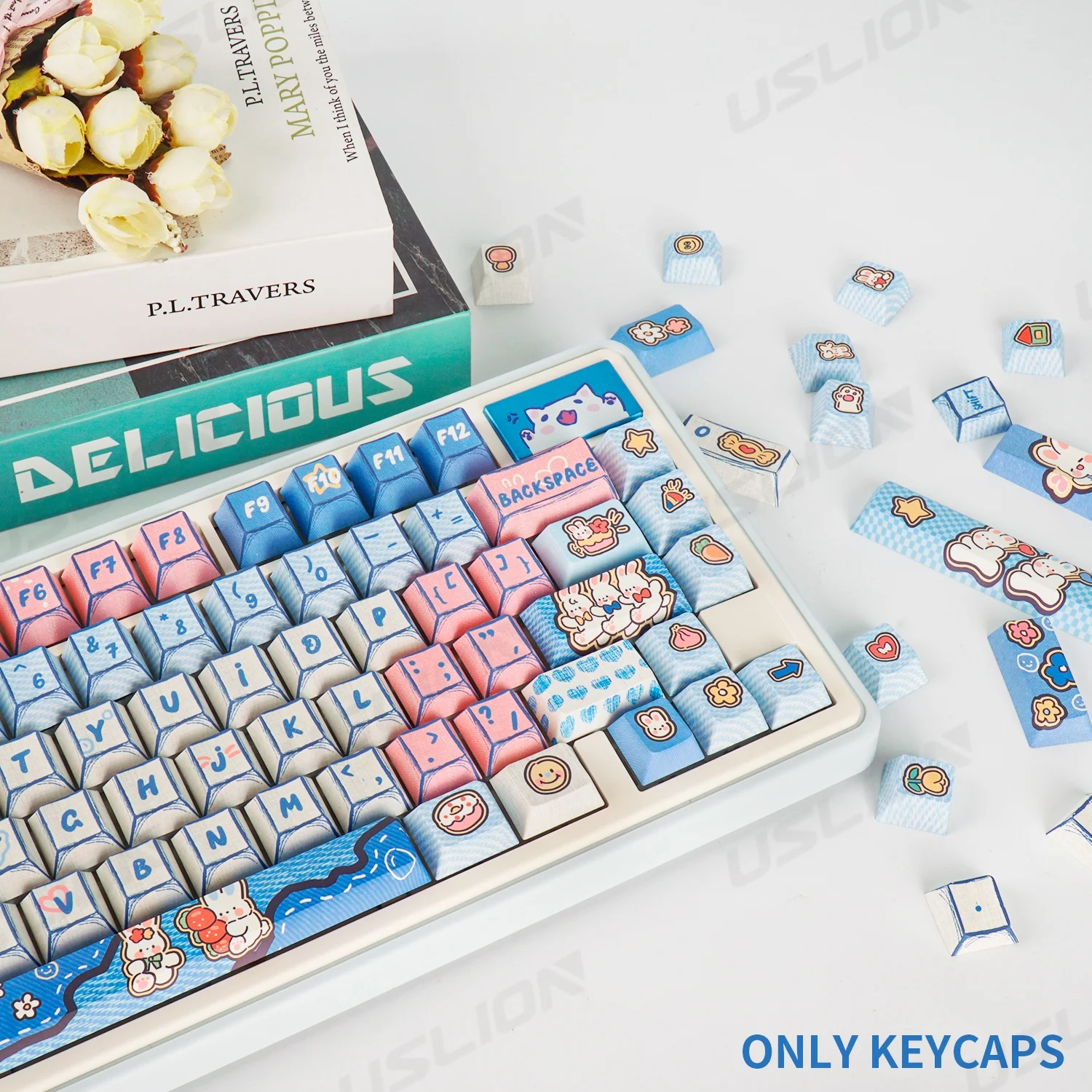 147 مفتاح كاوبوي الأرنب أغطية المفاتيح PBT التسامي Keycap مخصص لطيف غطاء لوحة المفاتيح الكرز الشخصي Keycap للهدايا لوحة المفاتيح الميكانيكية
