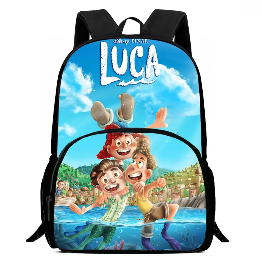 حقيبة ظهر مدرسية ديزني لوكا مقاس 15 بوصة مع حقيبة أمامية، حقائب مدرسية كرتونية للأولاد والبنات، حقيبة ظهر للأطفال ذات سعة كبيرة، أفضل هدية