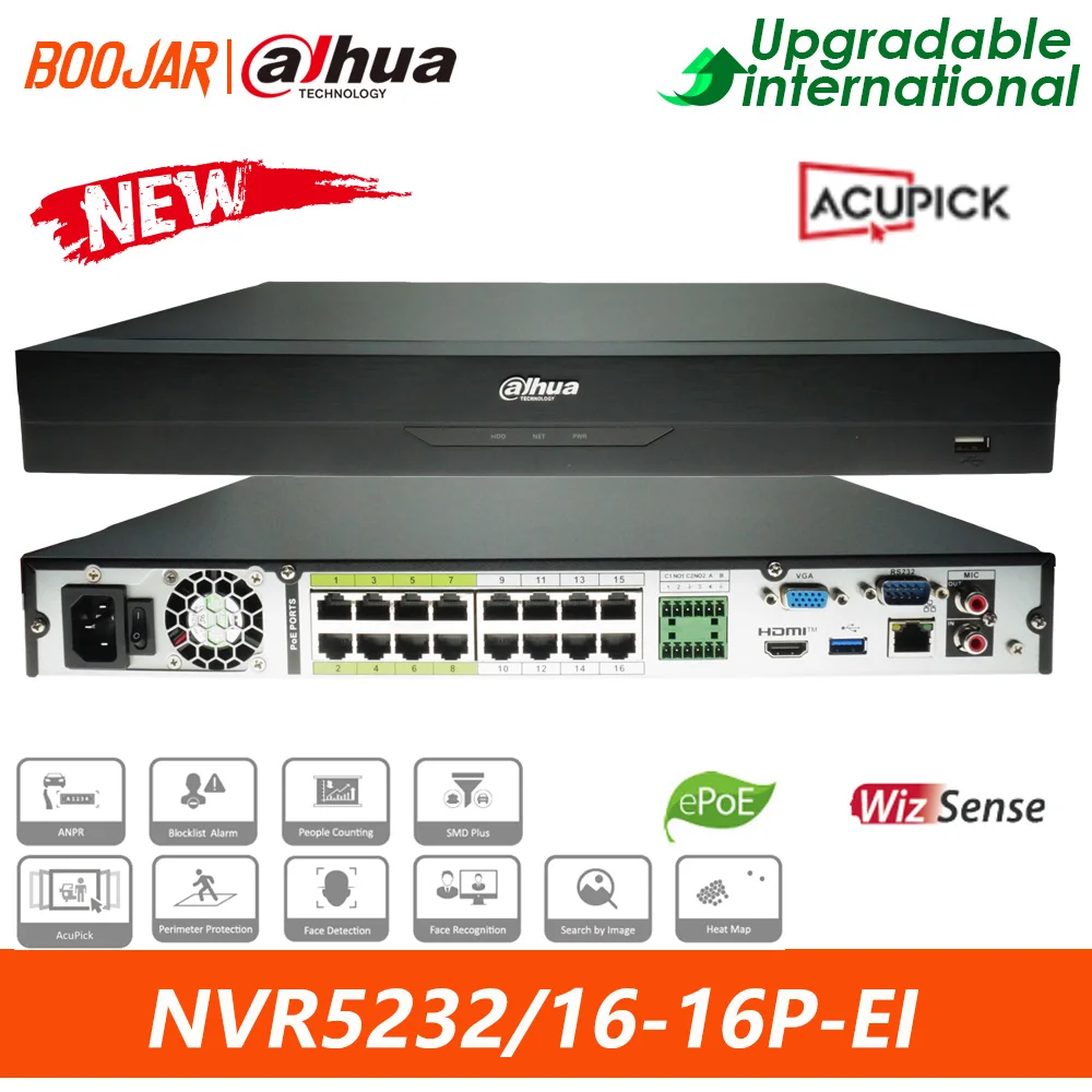 Dahua Original NVR5232/16-16P-EI Dahua 32/16CH 2HDD 1U NETWORK VIDEO RECORDER Supports AcuPick AI Supports  Face Detection