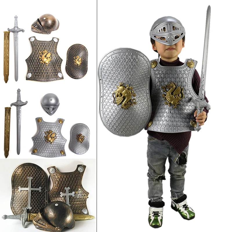 

Костюм рыцарской доспехи для косплея на Хэллоуин, Спартанский воин, римский воин, броня для мальчиков, комплект одежды, детский рыцарь, косплей, карнивальный наряд