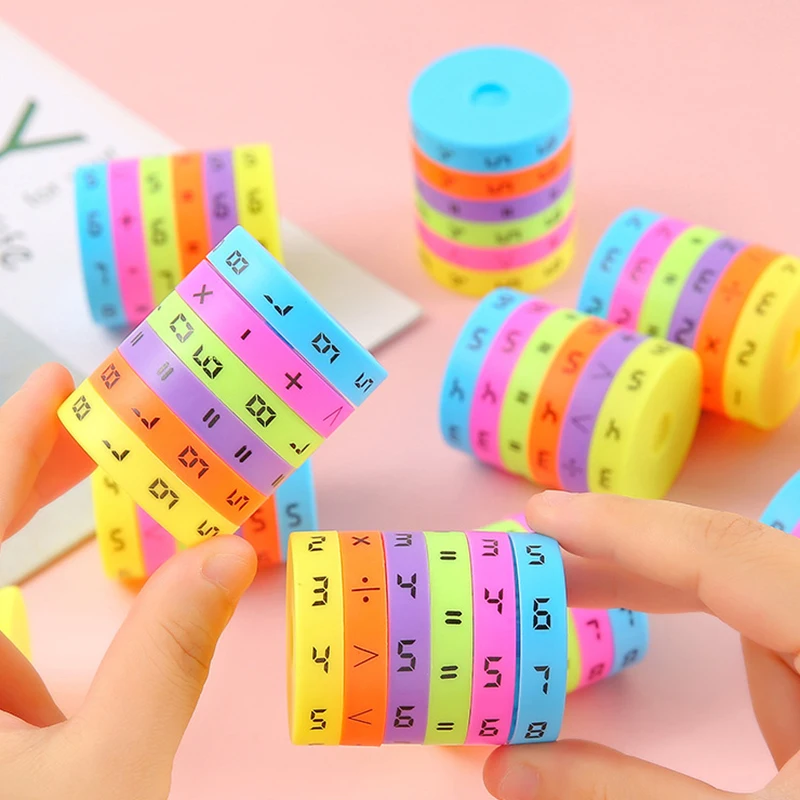 5Pcs creativo rotante cubo aritmetica giocattoli Puzzle per bambini numeri apprendimento cilindro apprendimento precoce giocattolo regalo di compleanno per le vacanze