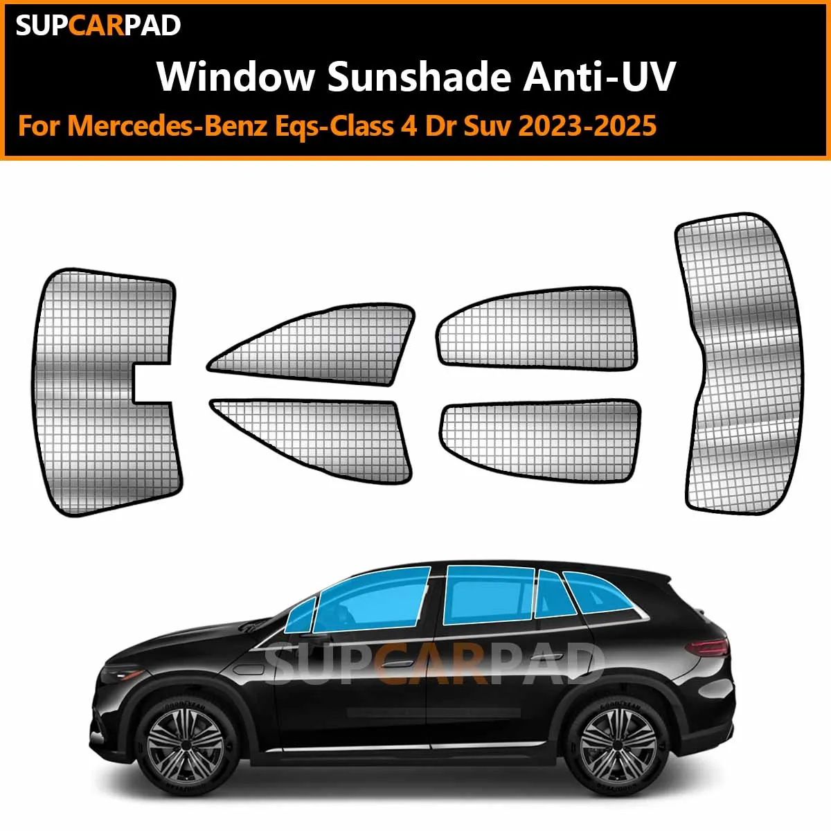 

Для Mercedes-Benz EQS-Class 4-дверный внедорожник 2023-2025: Индивидуальные солнцезащитные шторки на окна автомобиля, анти-УФ, козырьки-накладки на окна, аксессуары