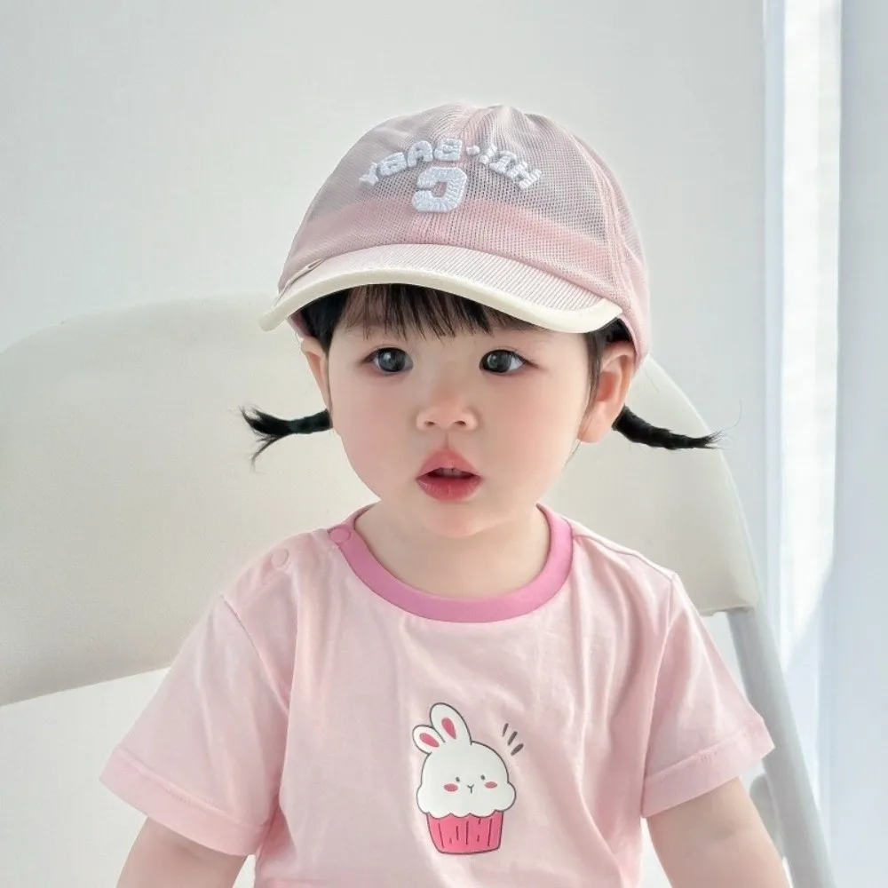 

Ins Korean Baby Baseball Cap Summer Embroidered Children Peaked Hat Letter C Mesh Sports Visot Cap 1-6y
