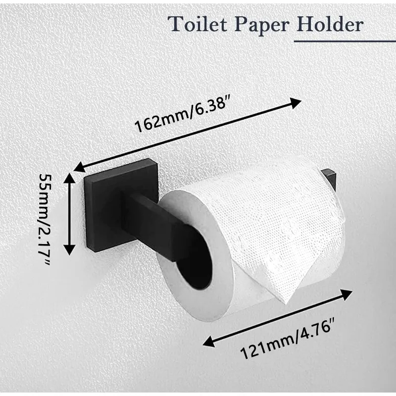 ชุดอุปกรณ์ฮาร์ดแวร์ห้องน้ําสีดําด้าน 5 ชิ้น ชั้นวางผ้าขนหนูสําหรับติดผนังห้องน้ํา