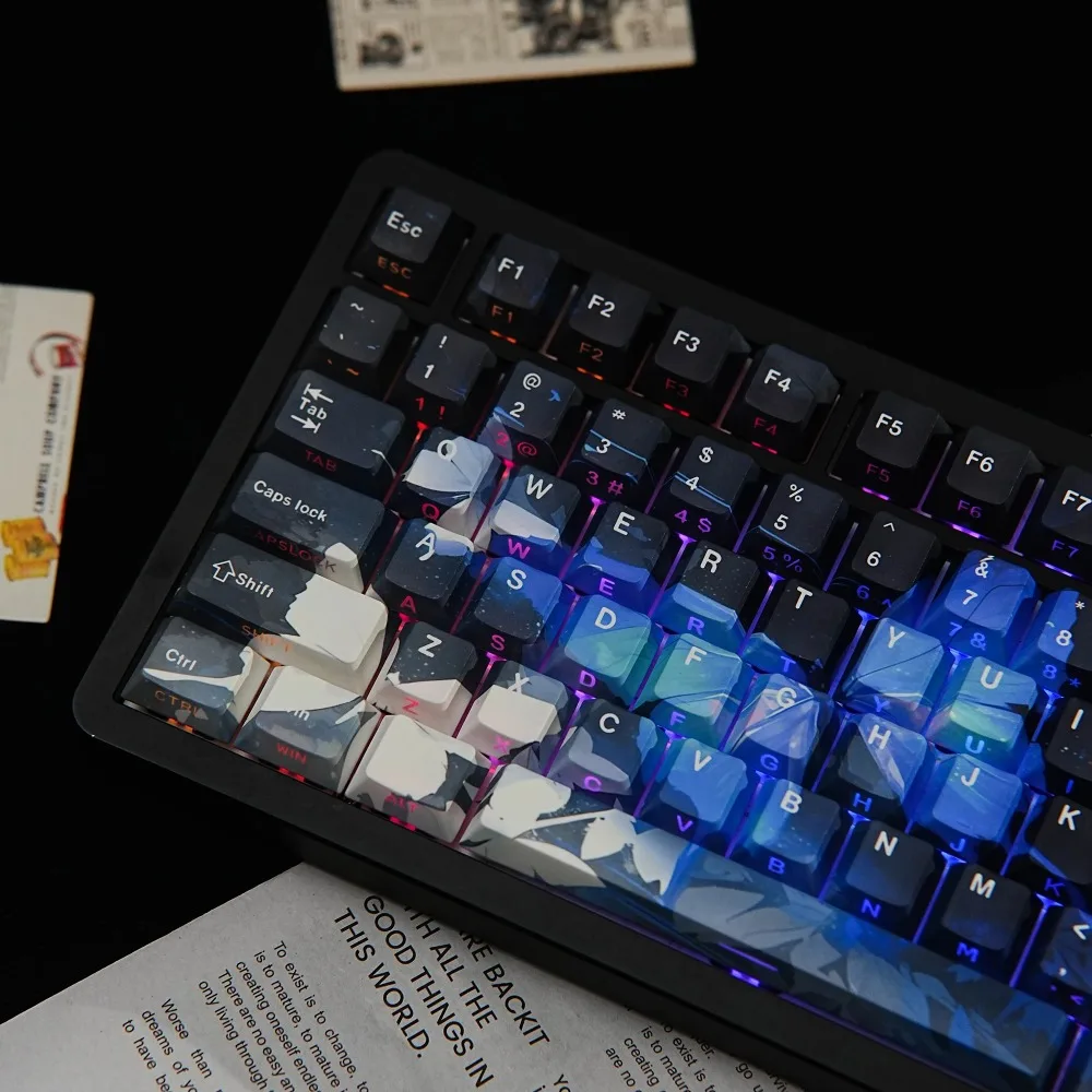 Butterfly Keycaps Dye-Sub PBT Side Light South-facing Cherry Profile Spanish French German Hebrew For Mechanical Keyboard