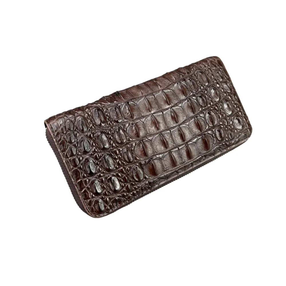 Real crocodile leather men's long handbag rare real crocodile leather made of zipper closure with card bag and change bag