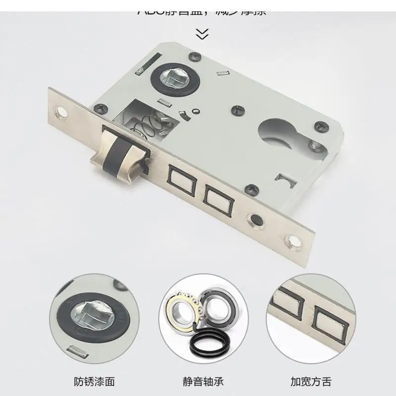 قفل أوروبي، مقبض باب، أمان مضاد للسرقة، قفل داخلي صامت عالمي لغرفة النوم مكون من ثلاث قطع