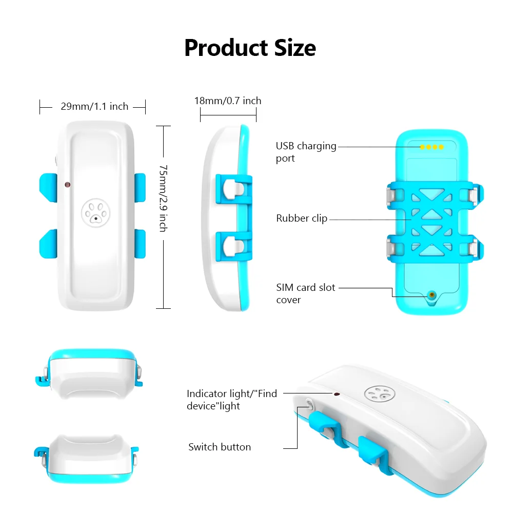 Localizzatore GPS per animali domestici 4G Monitoraggio in tempo reale Localizzatore di animali per cani Gatti TKSTAR LTE Localizzatore GPS GSM Crawler Geo-recinza APP gratuita