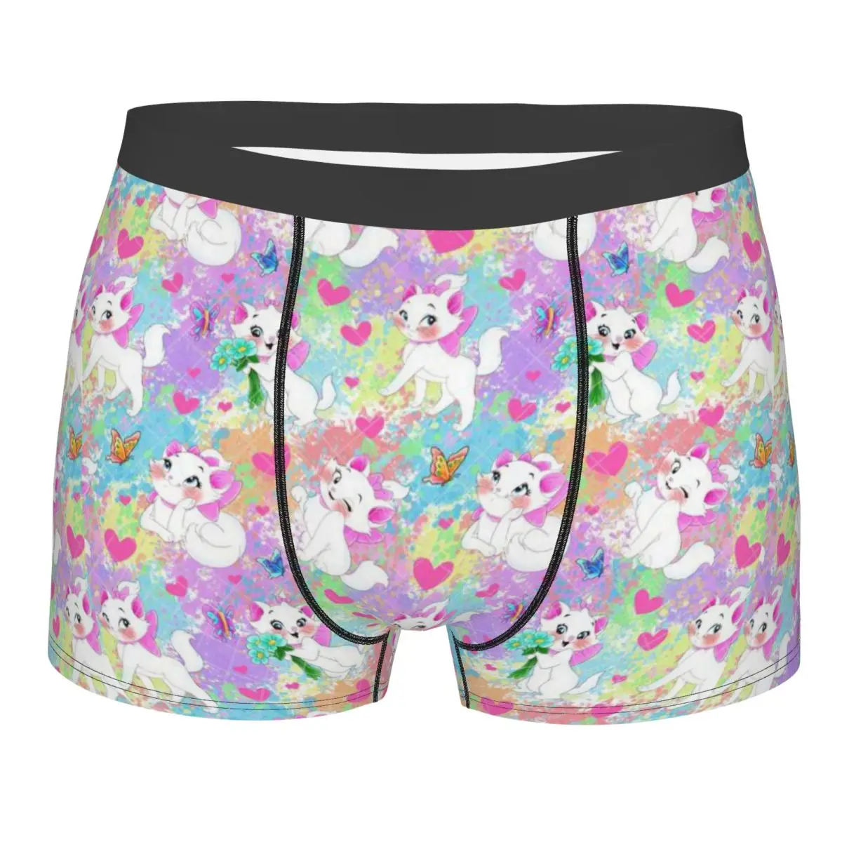 

Custom Novelty Marie Cat Pattern Wallpaper Boxers Shorts Panties Male Underpants Breathable The Aristocats Briefs Underwear
