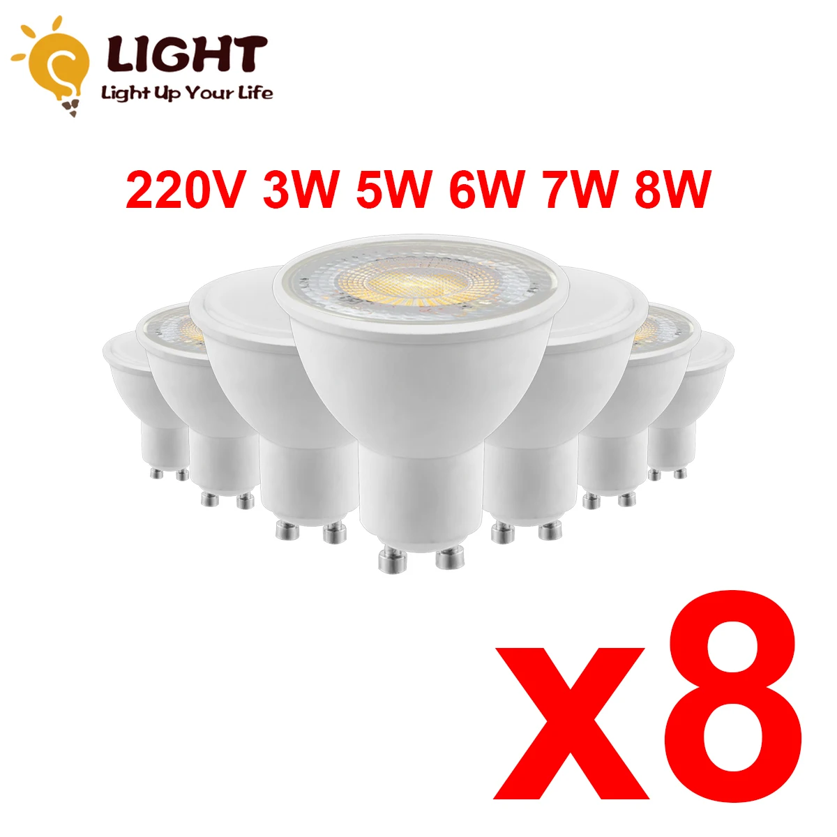 

8PCS 38 120 Degree foco LED Spotlight GU10 AC220V-240V led lamp bulb warm white cold white daylight led lighting for living room