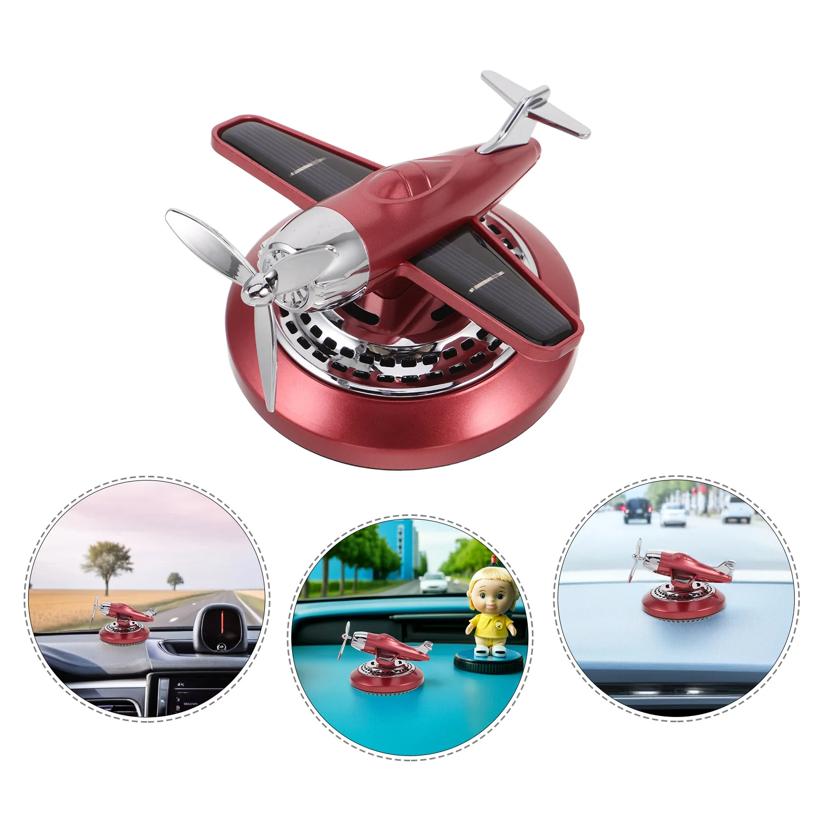 

Solar Airplane Car Aromatherapy Diffuser Rotating Dashboard Ornament Automatic Sun Powered Fragrance Freshener For Auto Interior