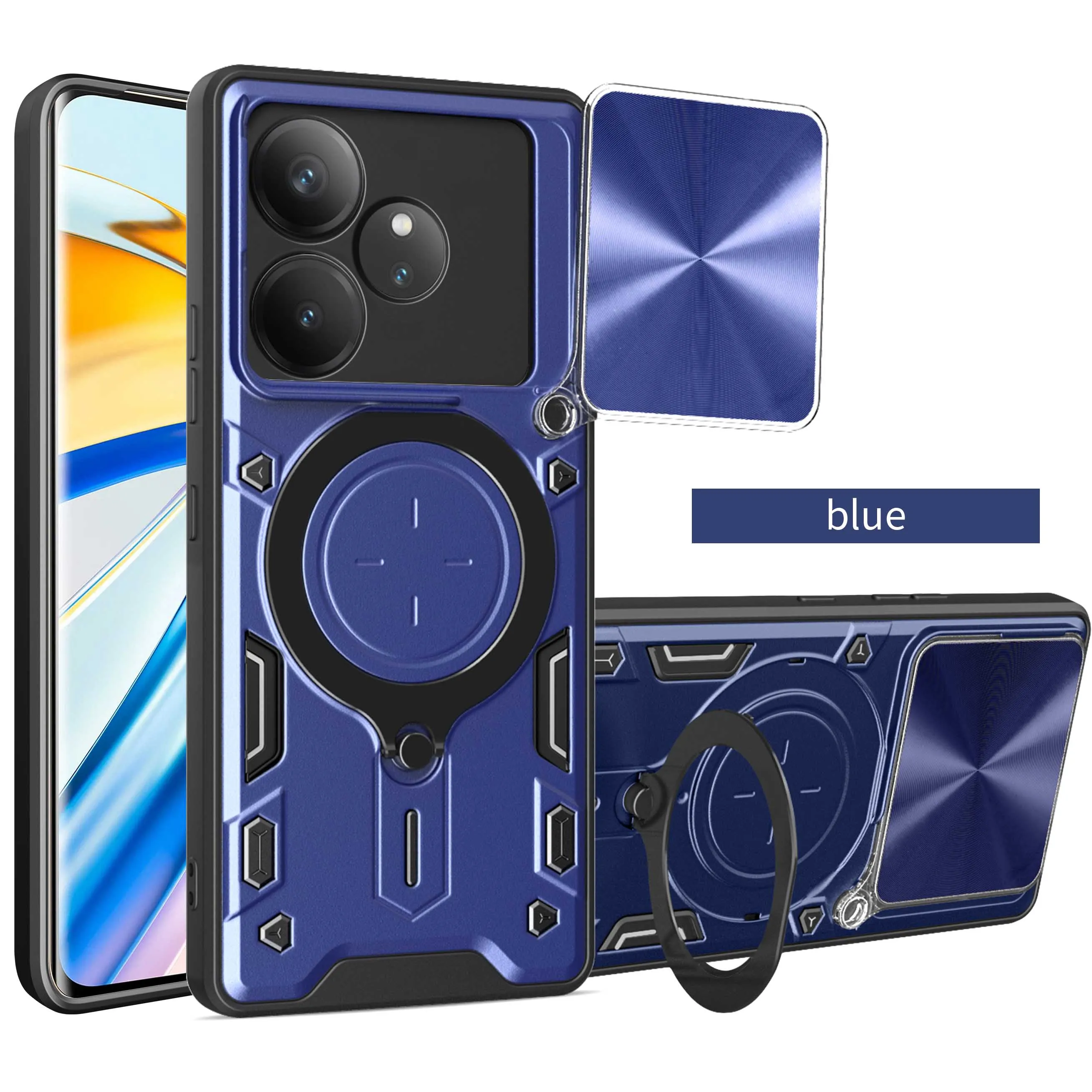 

Slide Camera Case for Oppo Realme GT Neo6 SE Realme GT 6 6T Car Mount Magnetic Holder Armor Phone Cover RealmeGTNeo6SE RMX3853