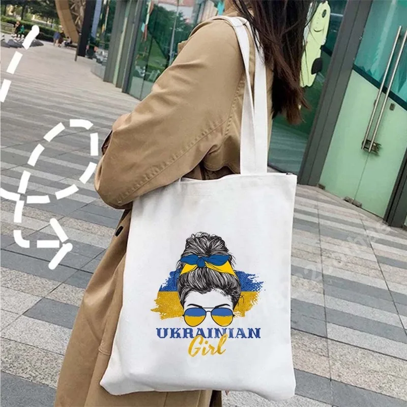 Peace Sunflower Coat Arms Shoulder Bag Ukraine Flag Ukrainian Tryzub Patriotic Gift Shopper Harajuku Tote Shopping Bags Handbag