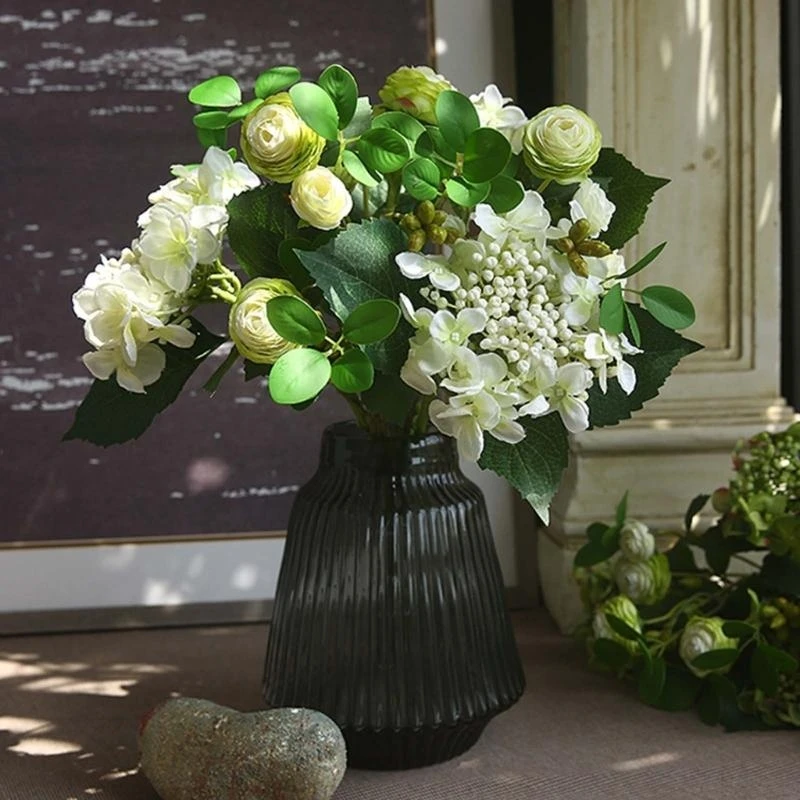 

Silk Hydrangea Artificial Flowers Bouquet Centerpieces for Tables Vase 15UB