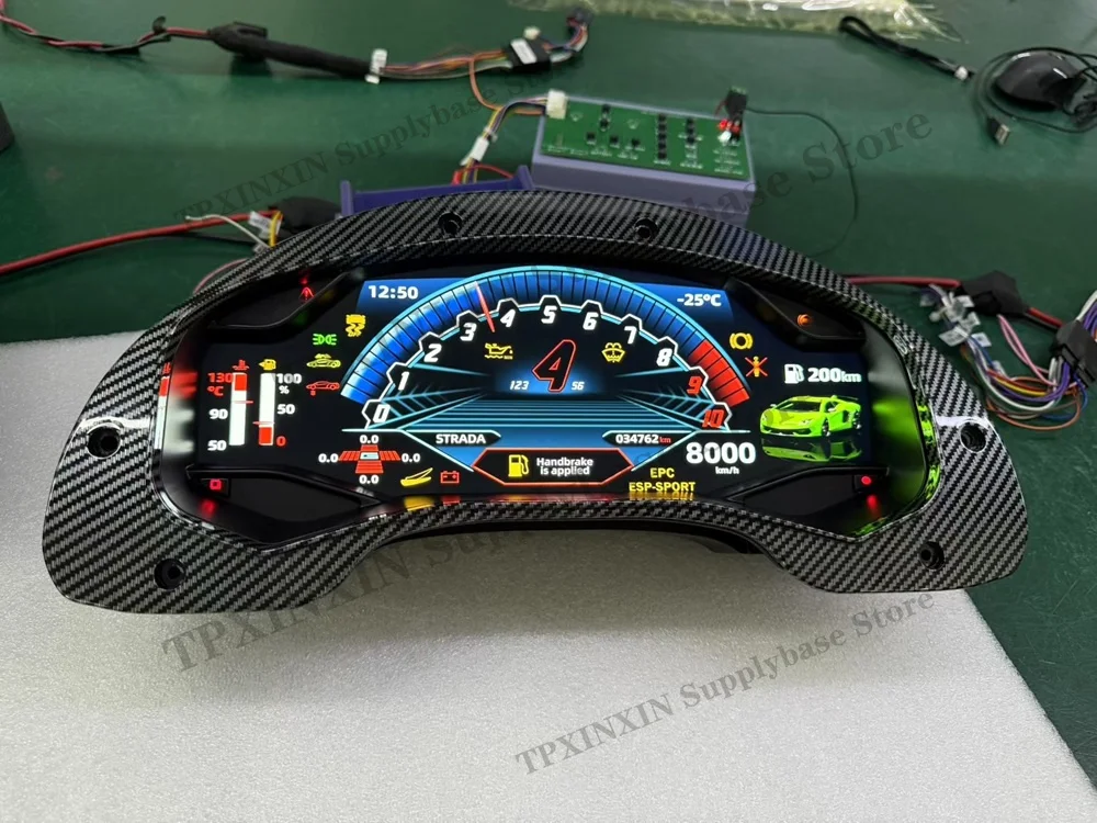 Digital Instrument Cluster For Lamborghini Gallardo LP560 SVJ Style Full LCD Digital Dashboard Virtual Cockpit Speedomete 12.3''