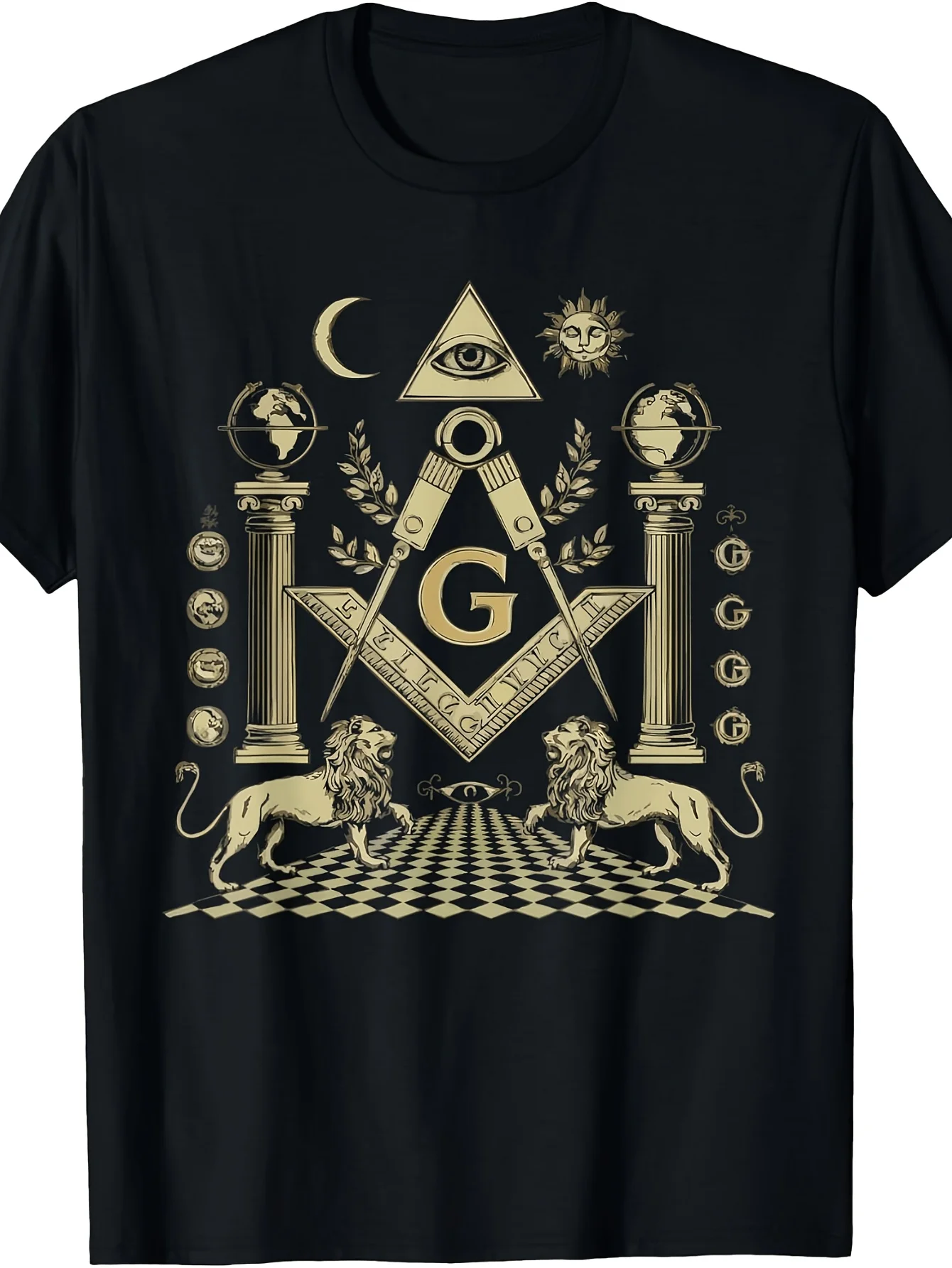 Freemason Square Compass T-Shirt Masonic Fraternity Gift Suitable for Festival Party Birthday Digital Heat Transfer Printing