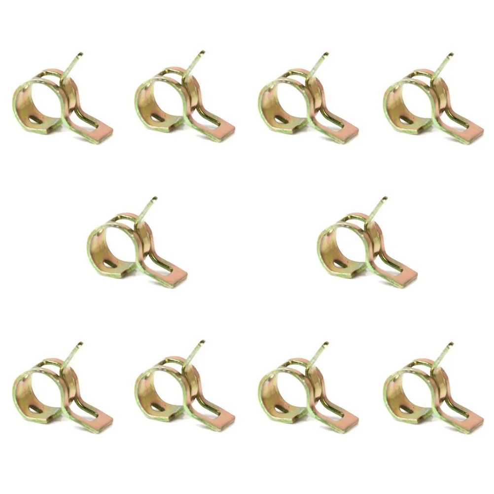10Pcs 9Mm Inner Diameter Hose Spring Clamps Made of 65Mn Spring Steel for Fuel Air Water Silicone Vacuum Tubes Oil Gas Pipe