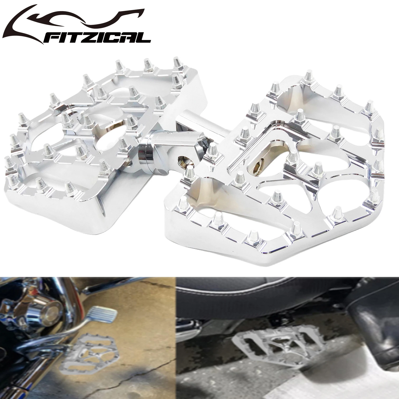 

Motorcycle Chrome Floorboards Footrests Pedals Foot Pegs For Harley Touring Road Glide Sportster XL8833 1200 Dyna FXDF Softail