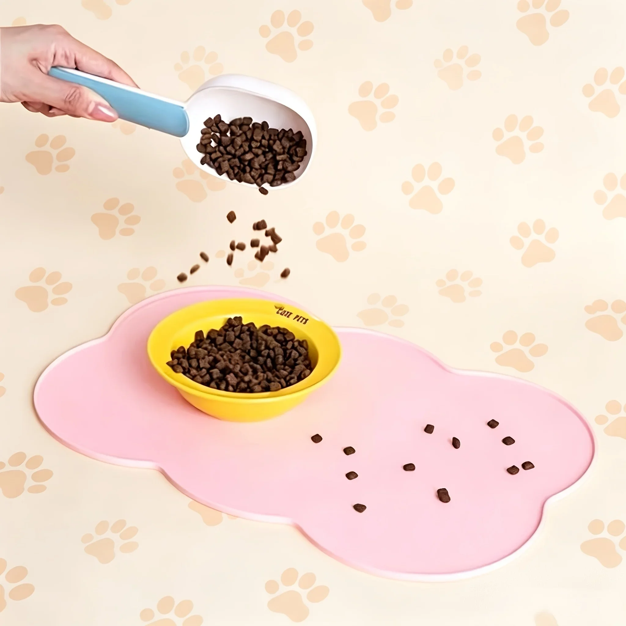 Futtermatte für Hunde & Katzen, Dünne Wasserdichte Silikon-Futtermatte mit Erhöhtem Rand, Katzen-Futternapf-Matte, Katzen-Tischset – Detail 6