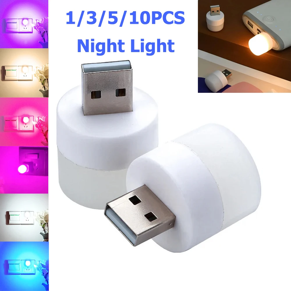 1X 3X 5X 10X LED USB Lamp 5V 1W Light Cool White Room For Reading Night Desk Table Bedroom Lighting Lamps Decoration Home