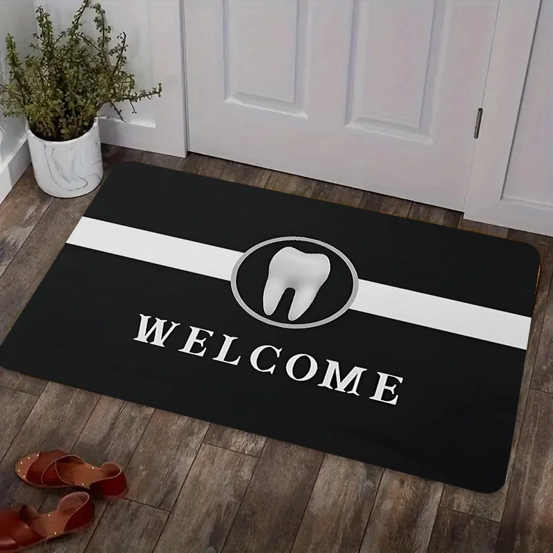 VIKAMA Black and White Welcome Mat Tooth Door Mat Carpet For Living Room Rug For Bedroom Kitchen Rug Bathroom Mat Home Decor