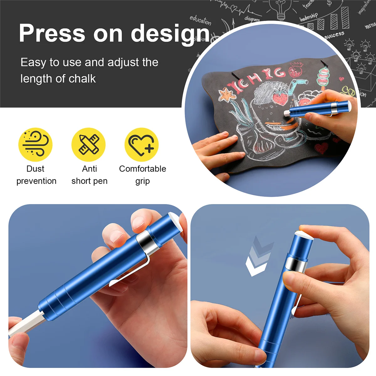 New 1 pcs Black Aluminum alloy Chalk Keeper Holder (blue)