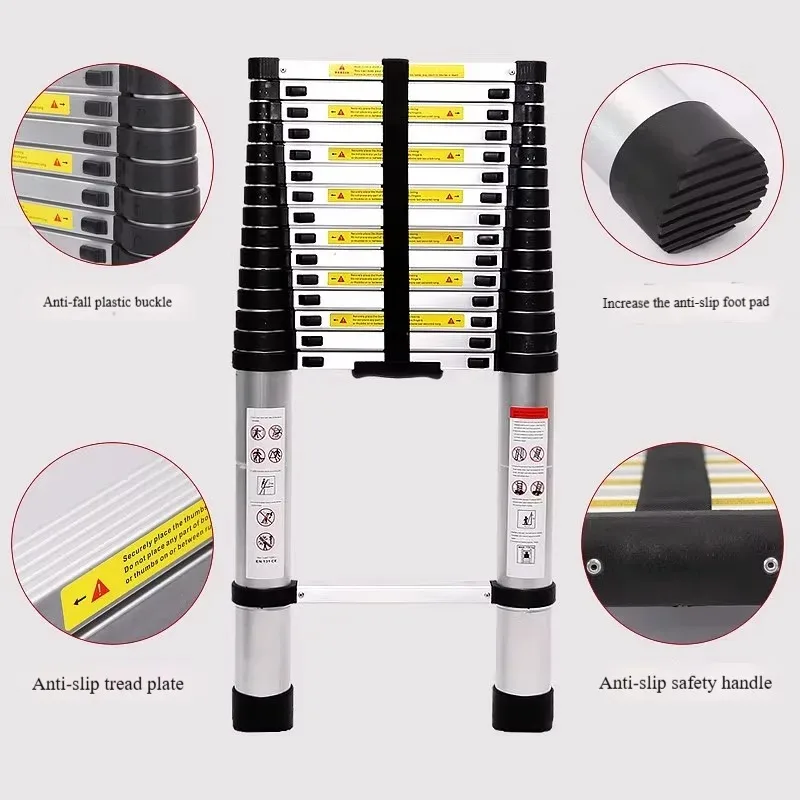 Aluminum Alloy Telescoping Ladder Extension Heavy Duty Foldable Staircase Stepladder for Home Use