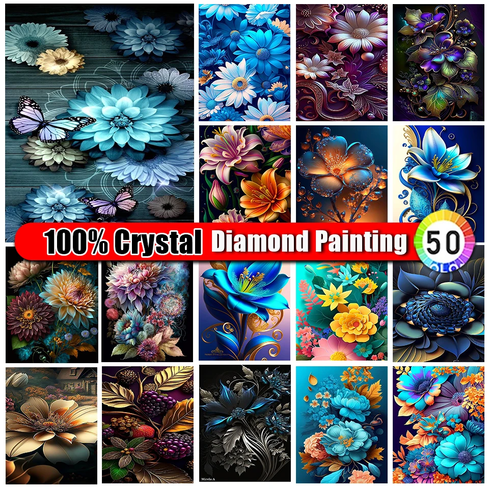 

Merdika 100% Crystal Diamond Painting Lotus DIY Diamond Mosaic Flower Cross Stitch Embroidery Kit Rhinestone Picture Home Decor