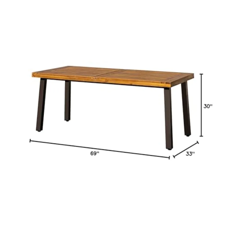 6-Person Acacia Wood Dining Table for Kitchen Use Natural Finish, Rustic Style, Durable Solid Wood Construction, Perfect for Ca