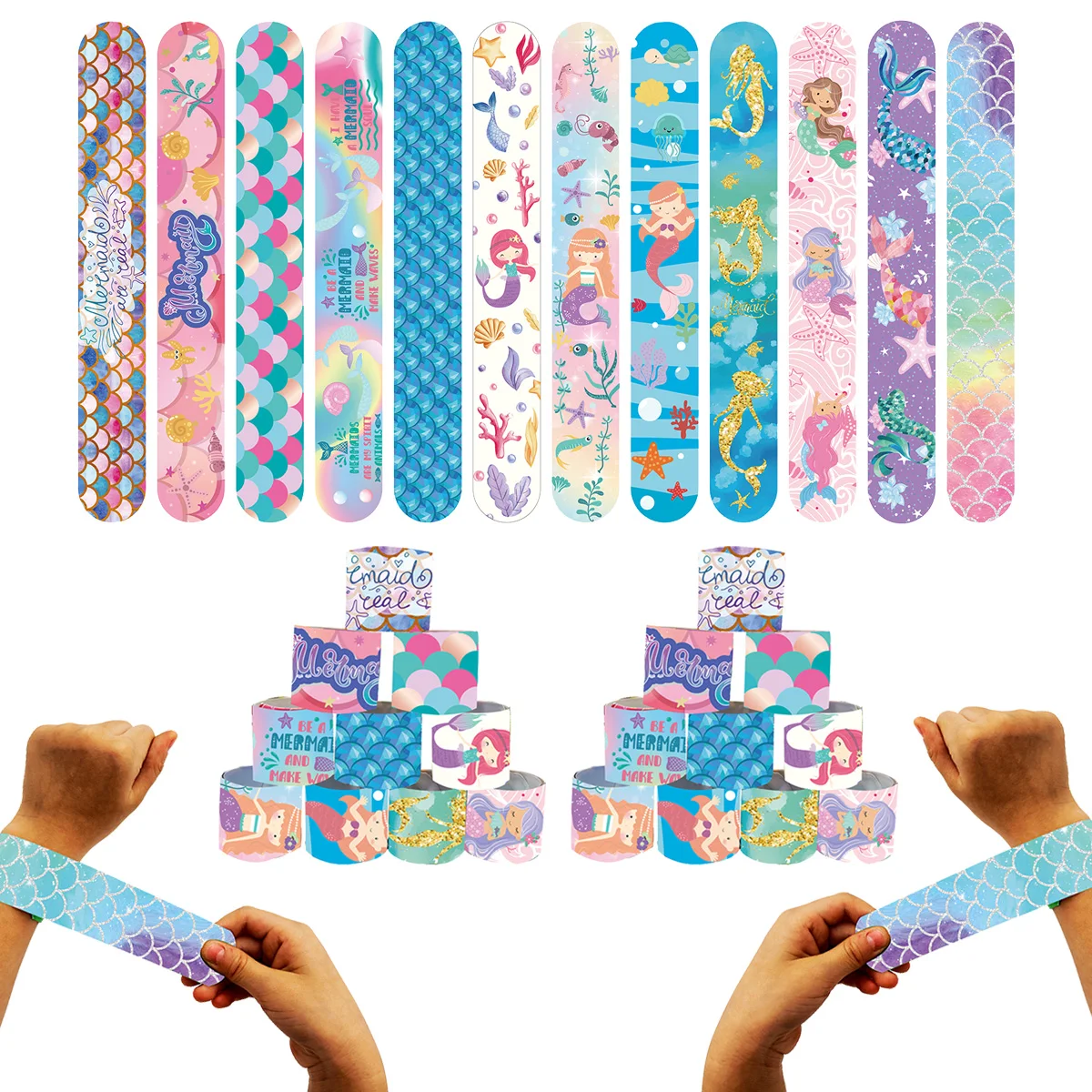 حورية البحر حفلة لصالح صفعة أساور الأميرة موضوع حفلة عيد ميلاد هدية جودي حقيبة الحشو أساور سيليكون عطلة الاطفال