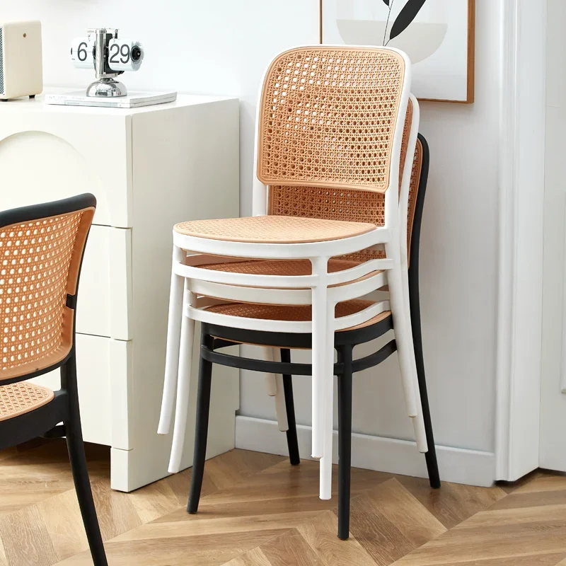 

For Colorful Weaving Rattan Dining Chairs Outdoor Garden Furniture Restaurant Use Stackable pp Plastic Chair