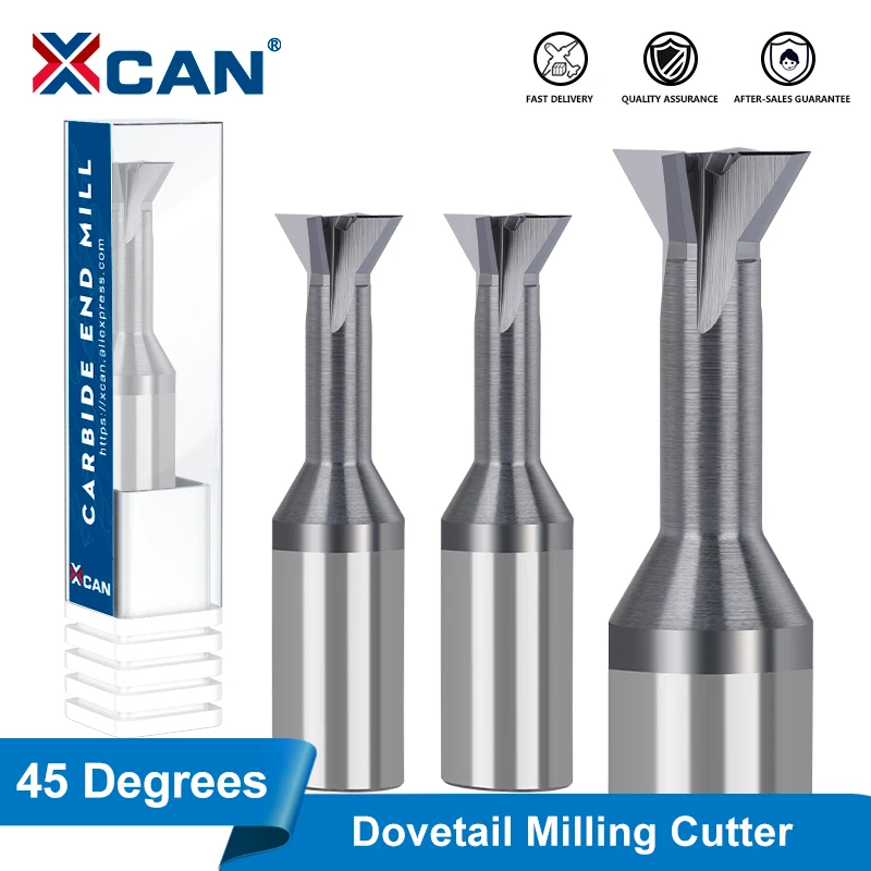 XCAN Dovetail Milling Cutter 45/60 Degrees 1.5-16mm Carbide End Mill Metal Machining Milling Tool T Slotting Router Bit