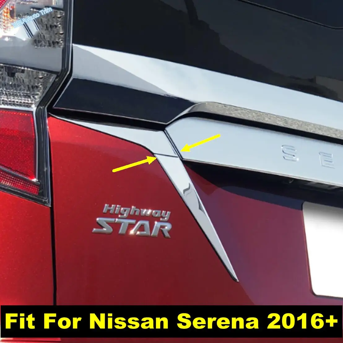 

For Nissan Serena 2016 - 2020 Car Rear Light Lamp Cover Eyebrow Eyelid Garnish Streamers Outer Taillight Trim ABS Accessories