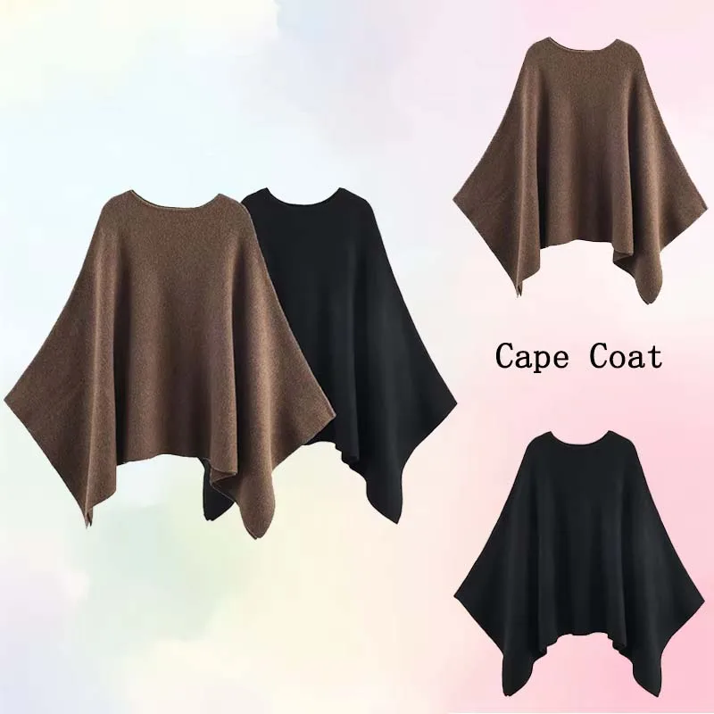 

Women Cape Jacket 2025 Autumn New Fashion Bat Costume Loose Leisure Poncho Coat Elegant Hight Street Women Cloak ﻿