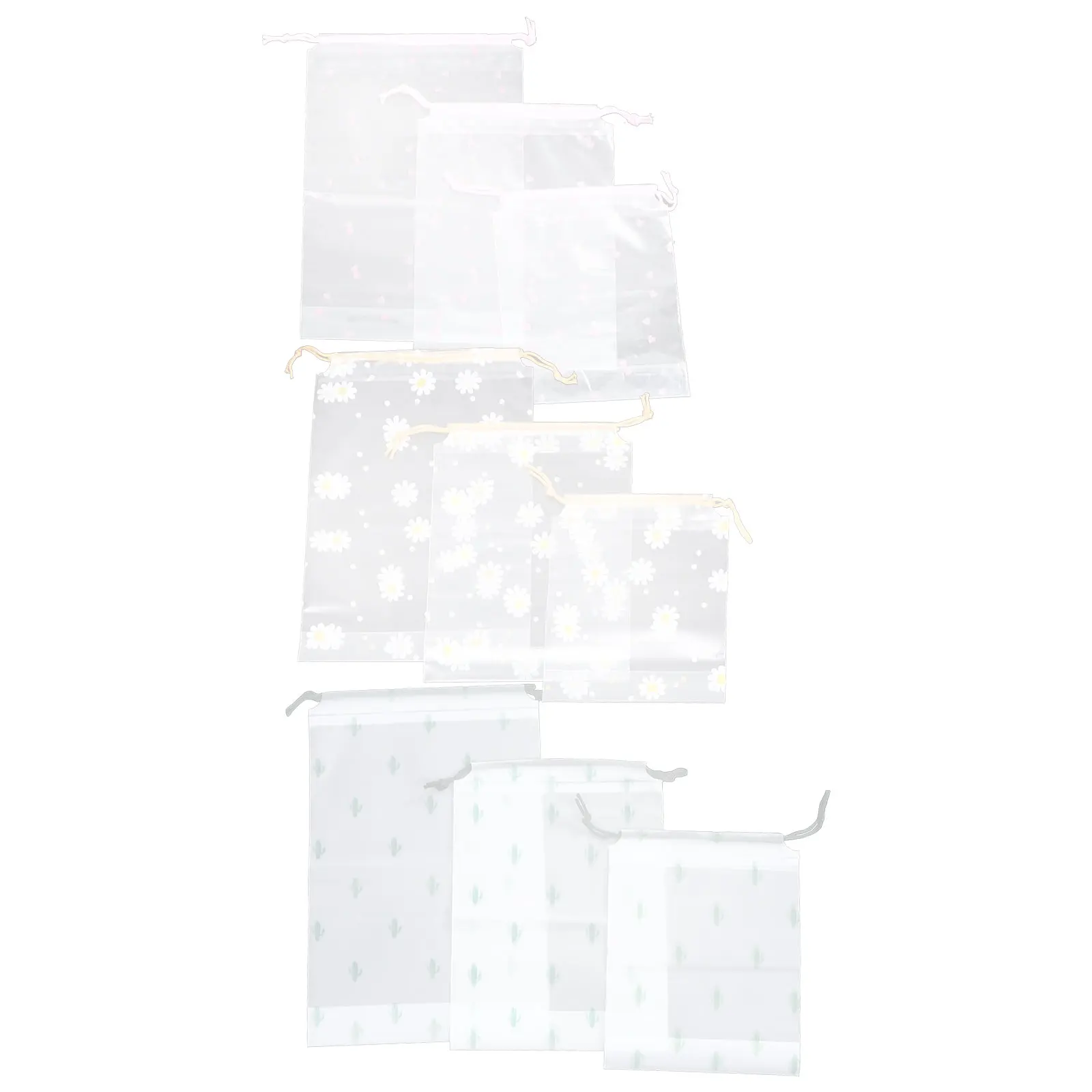 

9pcs Travel Clothing Storage Bags Drawstring Bag Clear Shoe Bags 16x20 18x25 20x30 Cactus Heart Flower Suitcase for Clothes