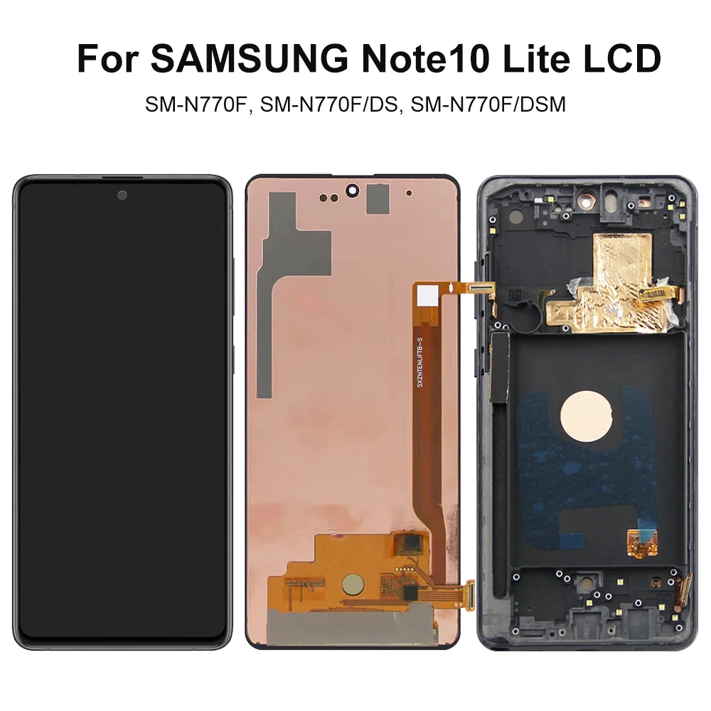 AMOLED LCD with Frame for Samsung Galaxy Note10 Lite N770F N770F/DS LCD Dispaly Touch Screen Digitizer for Samsung Note 10 Lite