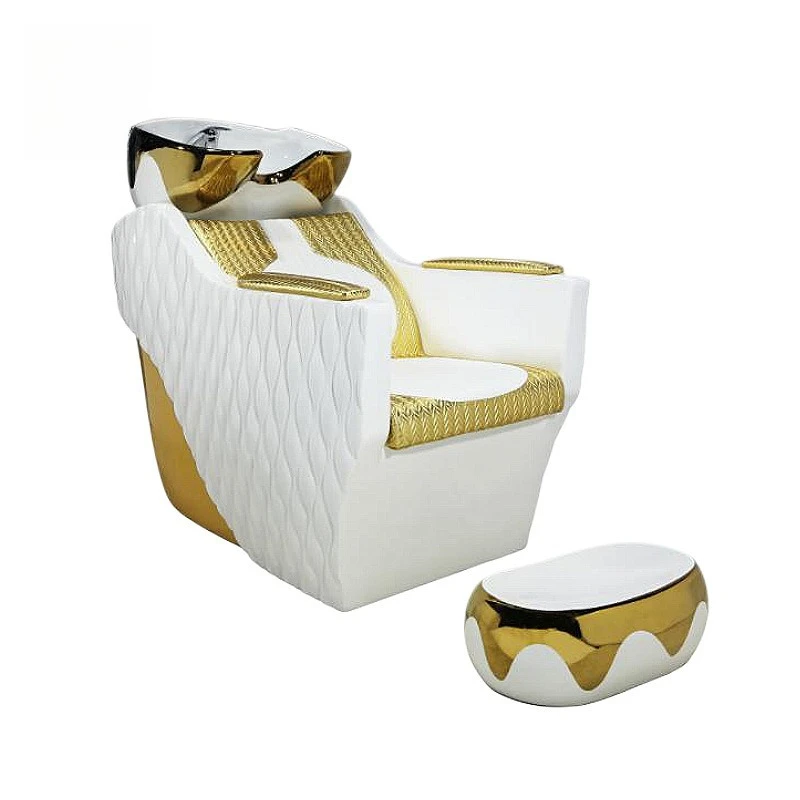 Internet celebrity hair salon semi-reclining shampoo bed barbershop special ceramic basin flush bed massage bed hairdresser with