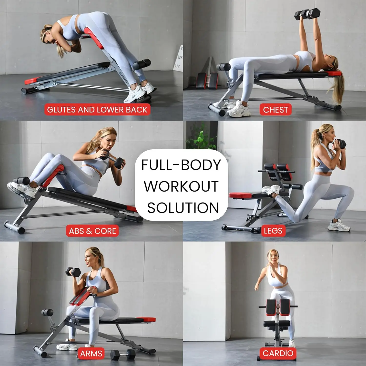 Multi-Functional Weight Bench for Full Body Workout at Home - Adjustable for Various Exercises