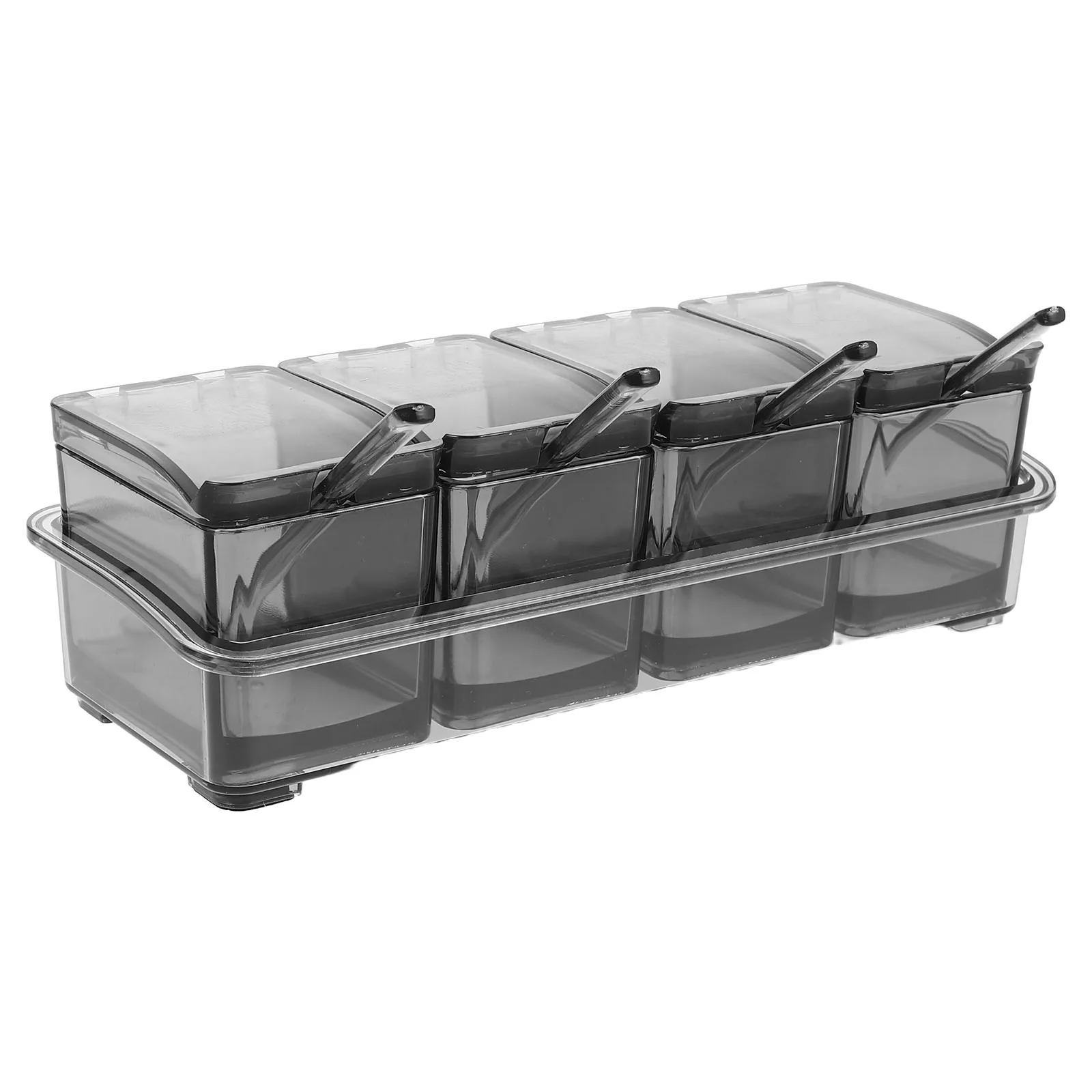 

Seasoning Box Salt Pepper Container Jars Set Divided Spice Compartment Boxes Black Condiment with Lids