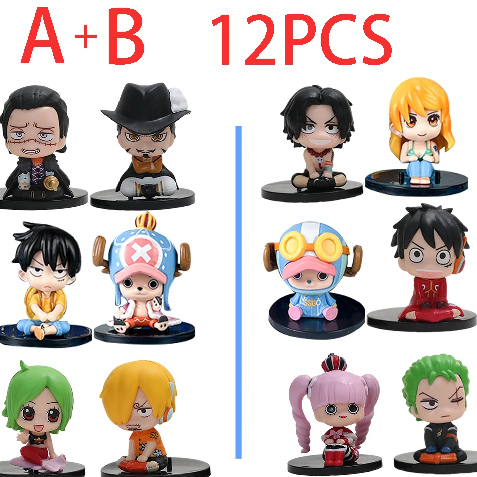 1-12 Stück Blindbox Anime One Piece Figur Luffy Roronoa Zoro 6cm Q-Version Actionfigur Niedliches Spielzeug Schreibtischdekoration Modell Geschenk