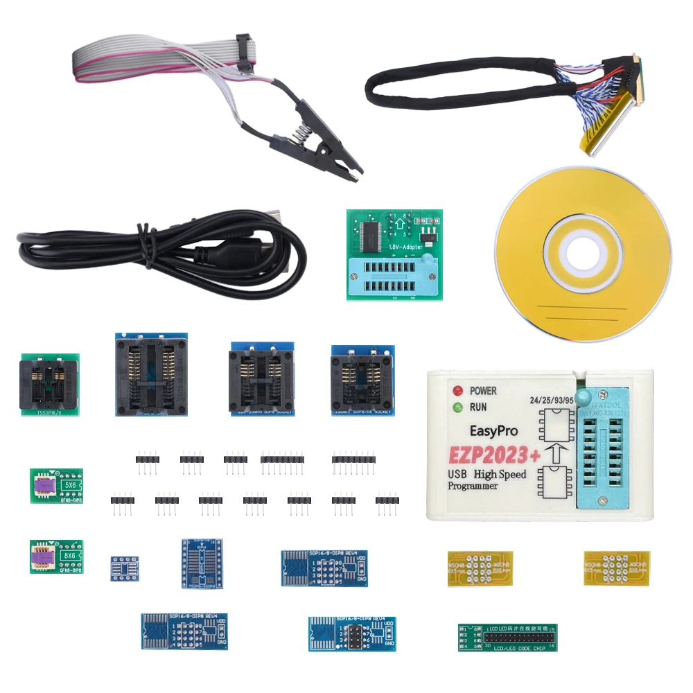 

Высокоскоростной USB-программатор EZP2023 SPI + 2/5/7/12/15 адаптеров Поддержка 24 25 93 95 EEPROM 25 флеш-Bios Чип лучше, чем EZP2019