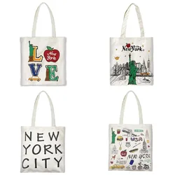 New York Canvas Printed Shoulder Bag Souvenir Fashion Travel Bag Large Capacity Environmental Shopping Bag Portable Tote Bag