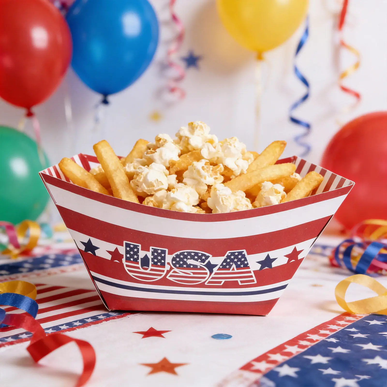 12Pcs Independence Day Party Snack Boxes Mini Popcorn Containers French Fries Holder Candy Dish Tray Portable Picnic Food
