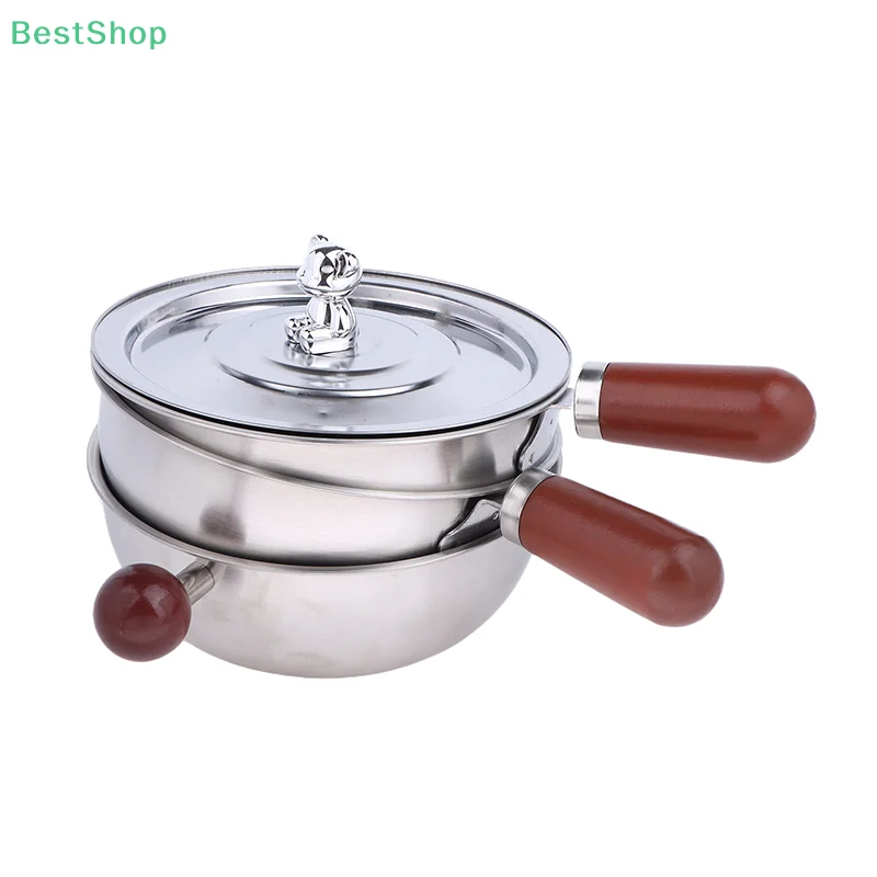 Single-Person Heat-Resistant Stainless Steel Pot Wood Handle For Fruit Salad Yogurt Breakfast Kitchen Cooking Bowl