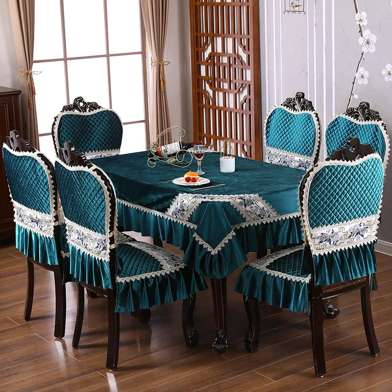 

European Style Dining Chair Cushion Covers Rectangle Tablecloths High-quality Polyester Cotton Home Set Decorative Table Cover