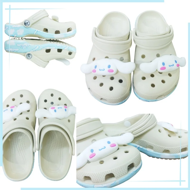 

Sanrio Cinnamoroll Cartoon Hole Slippers Cute Flat Head Design Casual Home Beach Shoes Anti-Slip Outdoor Slip-On for Comfort