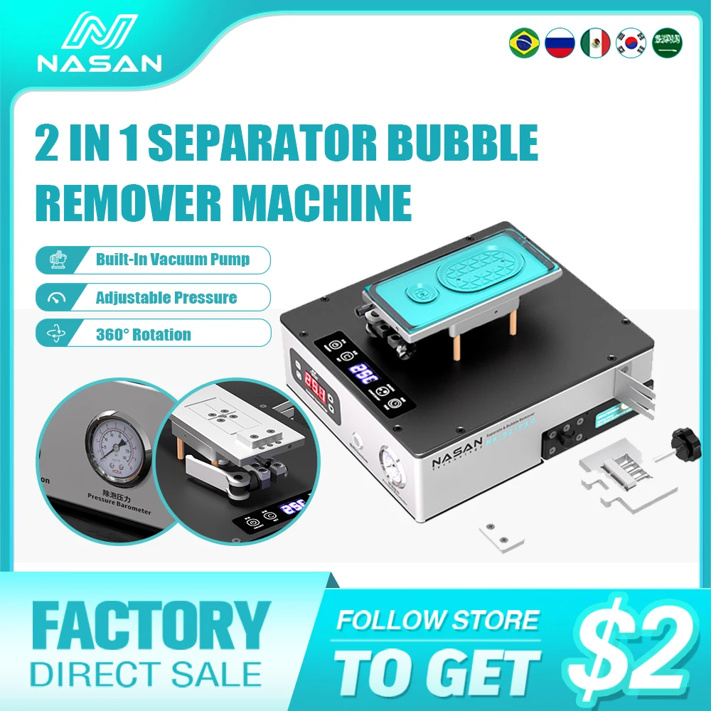 NASAN B2+ Pro 2 in 1 Multi-function Bubble Remover LCD Separator No Need Air Compressor Vacuum Pump for Phone Curved Flat Screen