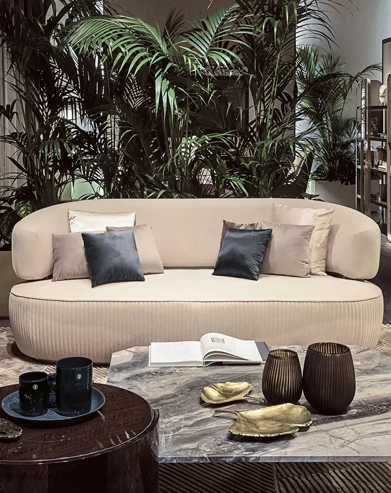 أريكة قماش إيطالية فاخرة أثاث ما بعد الحداثة مخصصة مجموعة أريكة غرفة المعيشة الكبيرة #4